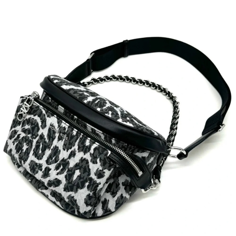 Michael Kors Medium Slater Sling Pack Chain Messenger Crossbody Bag Black Multi